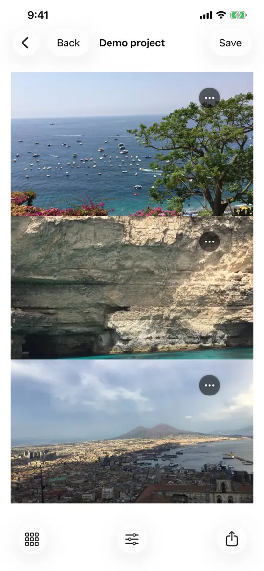 Deux photos cadrées dans l'éditeur